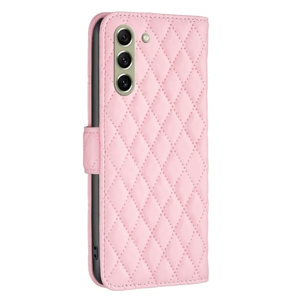 Rombemønster, matt flip-deksel for Samsung Galaxy S21 FE - Rosa Pink