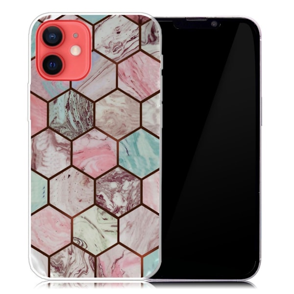 Marble iPhone 13 Suojakotelo - Honeycomb Marble Pattern Multicolor