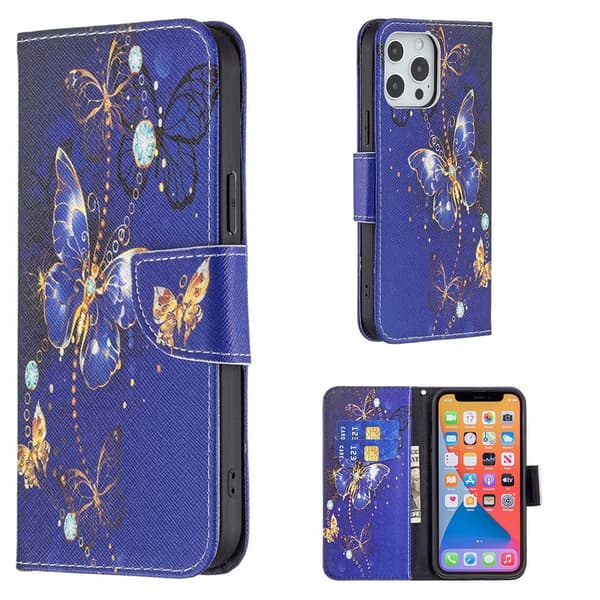Wonderland iPhone 13 Pro Max flip etui - Lilla Sommerfugle Purple