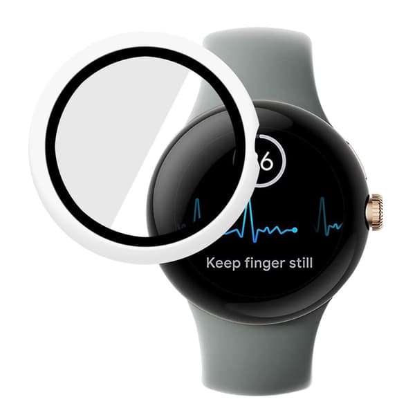 HAT-PRINCE Google Pixel Watch-deksel med herdet glass - Hvit White