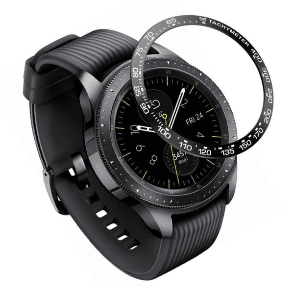 Samsung Galaxy Watch (42mm) stainless steel bezel - Black Ring White Text Black