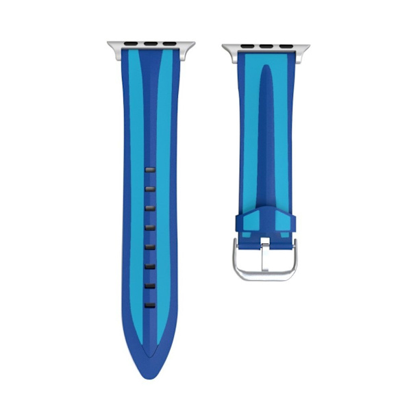 Apple Watch Series 4 44mm dual Striber silikone Urrem - Lyseblå Blue