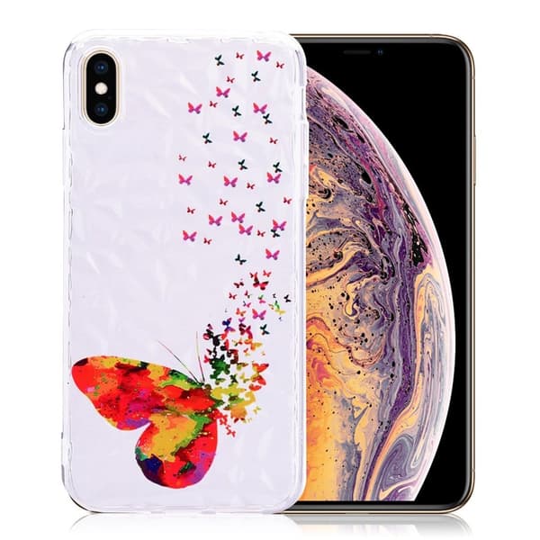 iPhone Xs Max etui med 3D-diamandstruktur - Farvet Sommerfugl Multicolor
