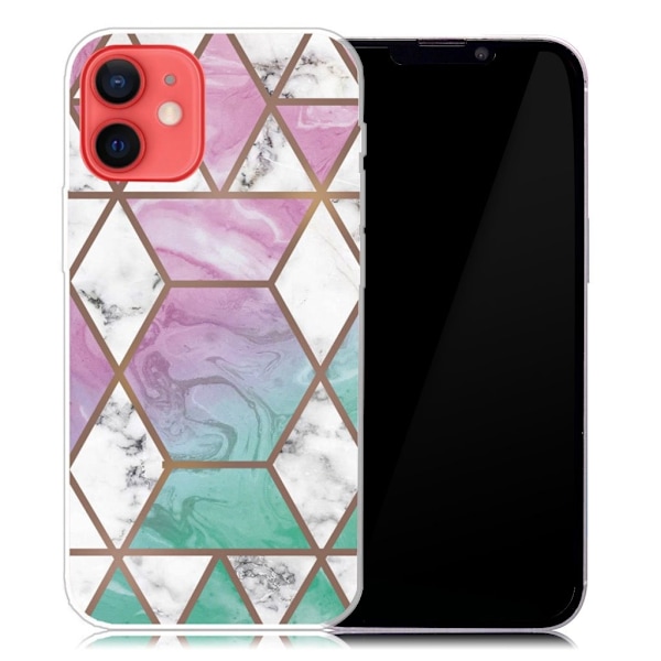 Marmormotiv iPhone 13 skal - Vit Diamant I Färgglad Bakgrund multifärg