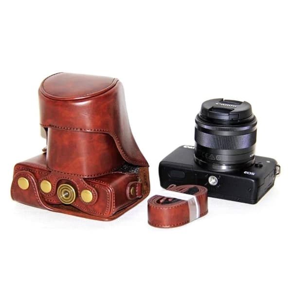 Canon EOSM, EOSM2 ja EOSM10 hihnallinen suojakotelo - Tummanruskea Brown