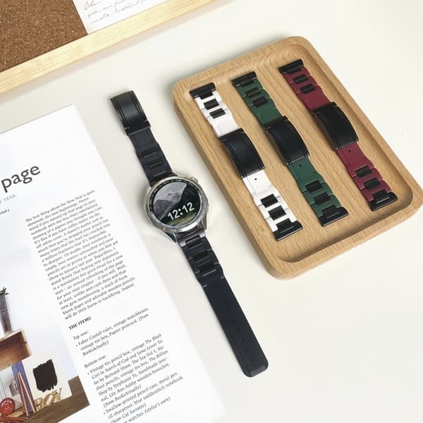 Huawei / Samsung 22mm Universal Watch Band T-Shaped Magnetisk Buckle rustfrit stål + gummirem - Sort Black