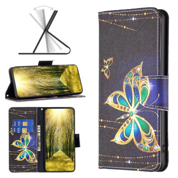Wonderland Xiaomi Redmi Note 13 4G flip etui - Smykke Sommerfugl Blue