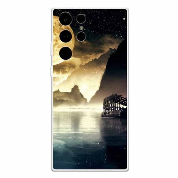 Deco Samsung Galaxy S23 Ultra skal - Månsken Vid Sjö Guld