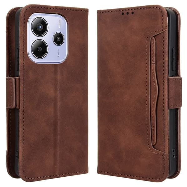 Moderne Xiaomi Redmi Note 14 5G læderetui med pung - Brun Brown