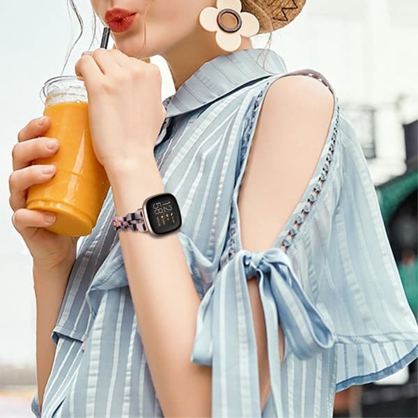 Fitbit Sense / Versa 3 hartsityylinen kellonhihna - Pinkki / Musta Pink