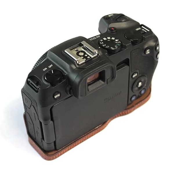 Canon EOS RP halvdeksel i lær med stropp - Kaffe Brown