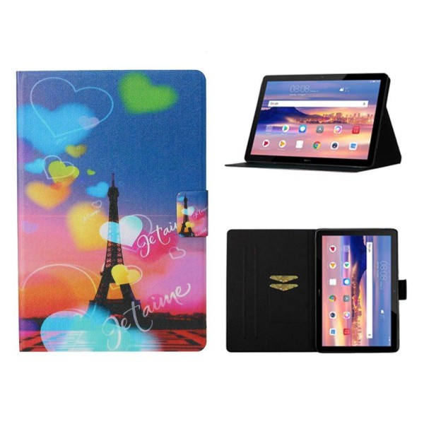 Huawei MediaPad T3 10 cool pattern leather flip case - Eiffel To multifärg
