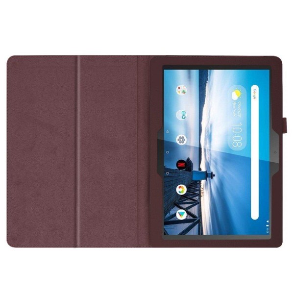 Lenovo Tab M10 lædercover med litchi tekstur - kaffe Brown