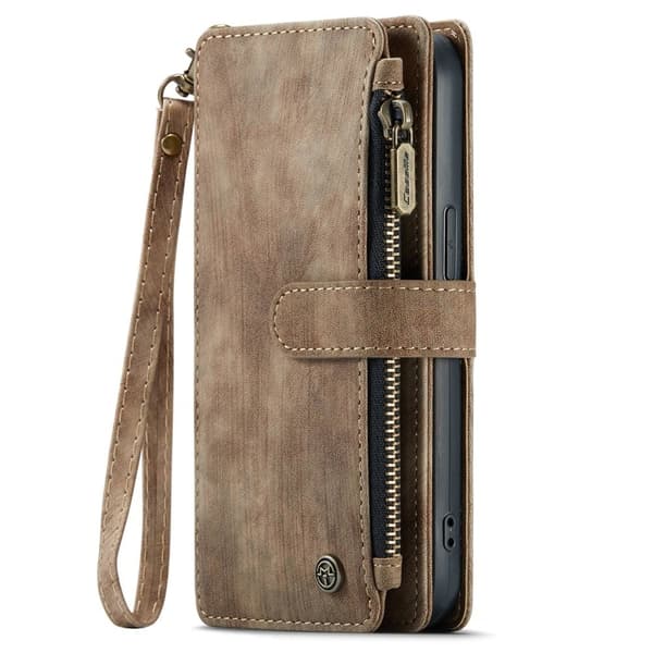 CaseMe iPhone 14 Plus etui med lynlås og pung - Brun Brown