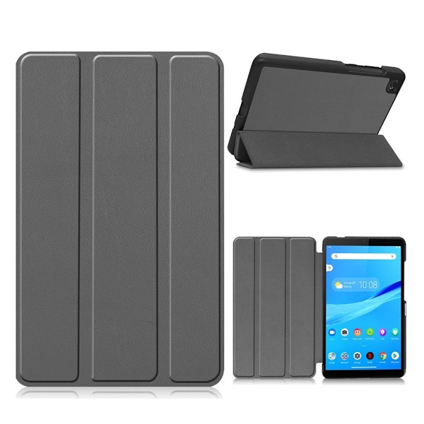 Lenovo Tab M7 Litchi Lær Flippetui - Grå Silver grey