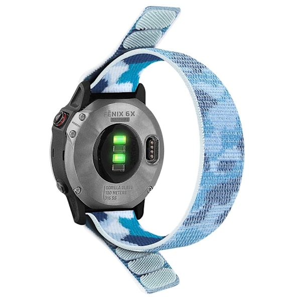26 mm klockarmband i nylon för Garmin-klocka - Kamouflage Blå Blå