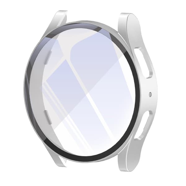 Samsung Galaxy Watch 6 (44mm) cover with tempered glass - Bright Silver Silvergrå