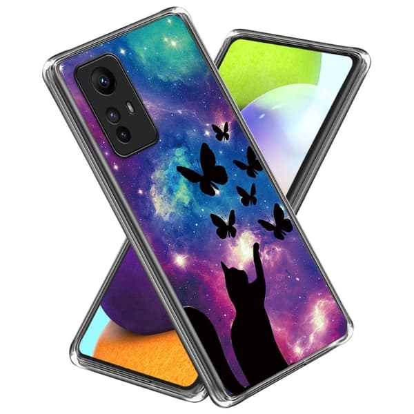 Deco Xiaomi Redmi Note 12S skal - Katt Och Fjärilar Blå
