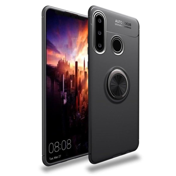 Huawei P30 Lite skal med stativ/mobilring - svart Svart