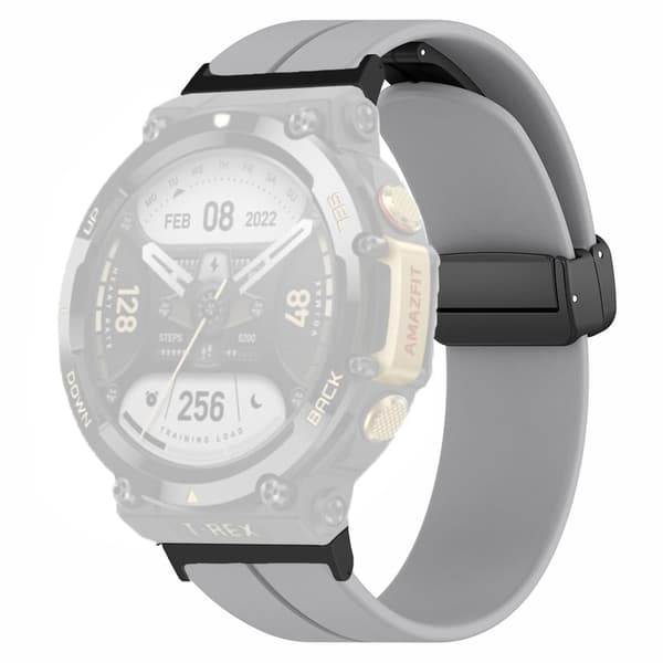 Huami Amazfit T-Rex 2 silikonerem med magnetisk foldespænde - Grå Silver grey