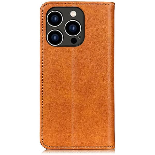 iPhone 14 Pro lompakkokotelo, aitoa nahkaa - Ruskea Brown