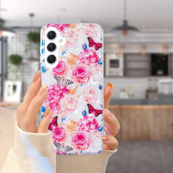 Butterfly läder Samsung Galaxy A24 4G fodral - Rosa Rosa