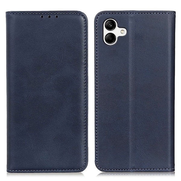 Flip Etui med Pung i Ægte Læder til Samsung Galaxy A04 - Blå Blue