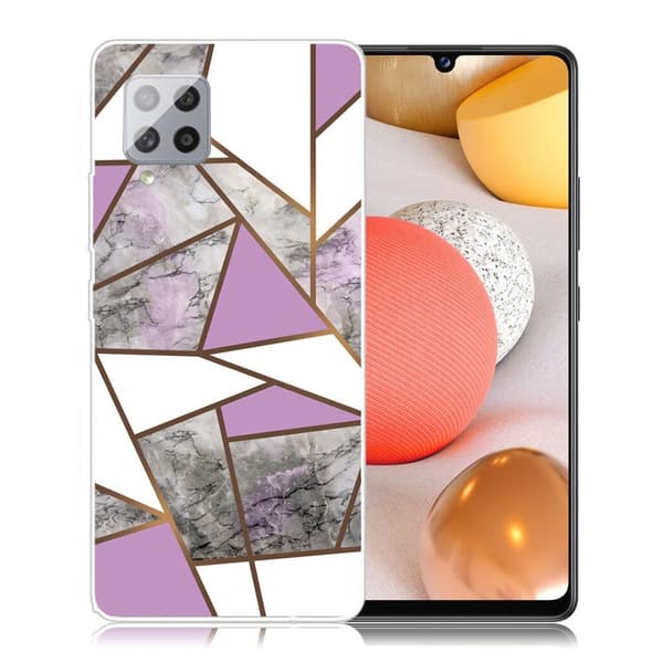 Marmormotiv Samsung Galaxy A42 5G skal - Lila / Vit / Grå Marmor multifärg