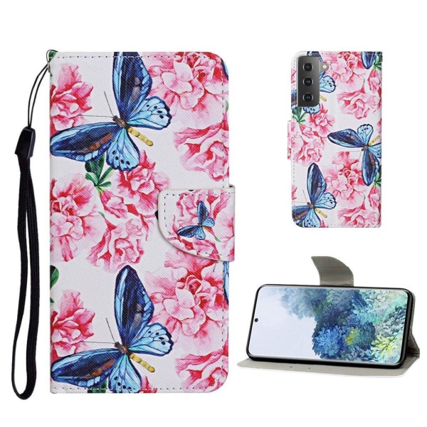 Wonderland Samsung Galaxy S21 Flip etui - Blå sommerfugl Multicolor