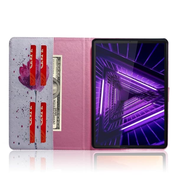 Lenovo Tab M10 FHD Plus Mønstret Lær Etui - Rosa Pink