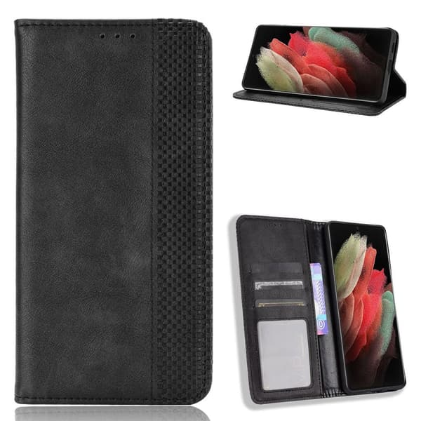Bofink Vintage Samsung Galaxy S21 Ultra læder etui - sort Black
