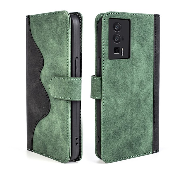 Tvåfärgat Xiaomi Redmi K60 / Xiaomi Redmi K60 Pro fodral i läder - Grön Grön