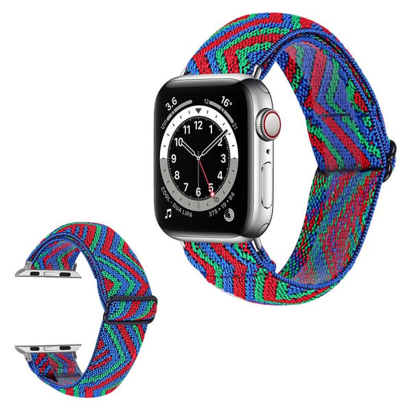 Apple Watch 42mm - 44mm elastic stylish pattern watch strap - Zig-zag Red / Green / Blue multifärg