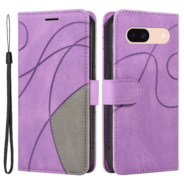 Teksturert læretui med stropp for Google Pixel 8A - Lilla Purple