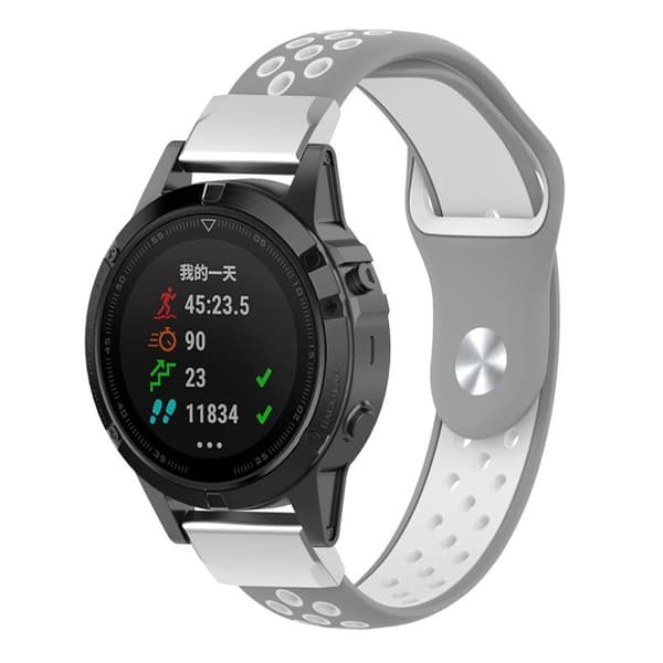 Garmin Fenix 5 / Forerunner 935 / Quatix 5 / Approach S60 22mm silikoninen ranneke - Musta / Vihreä Multicolor