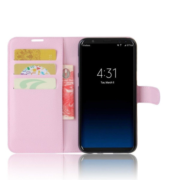 Samsung Galaxy S8 Plus stilfuldt og beskyttende læder-etui - Lyserød Pink