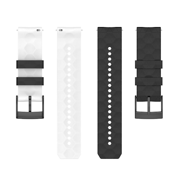 24 mm silikoneurrem til Suunto - Sort / Hvid Black
