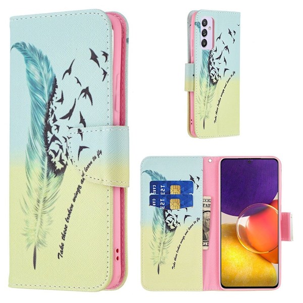 Wonderland Samsung Galaxy A82 5G Läppäkotelo - Feather Pattern Multicolor