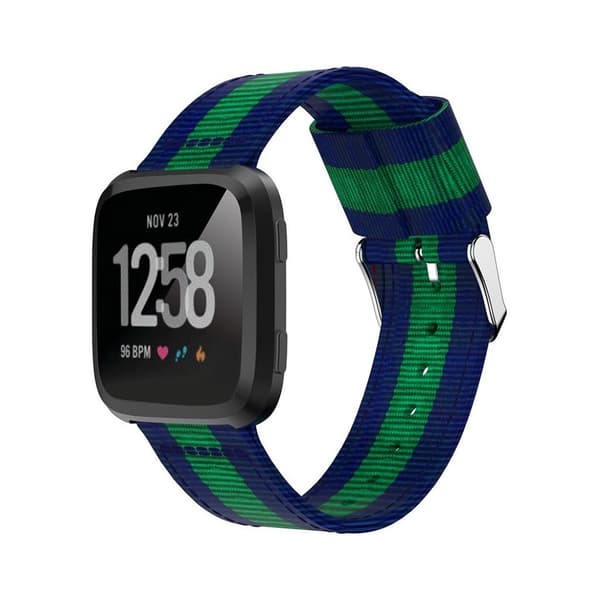 Fitbit Versa träningsklocka armband rem vävd nylon - Mörkblå Grön multifärg
