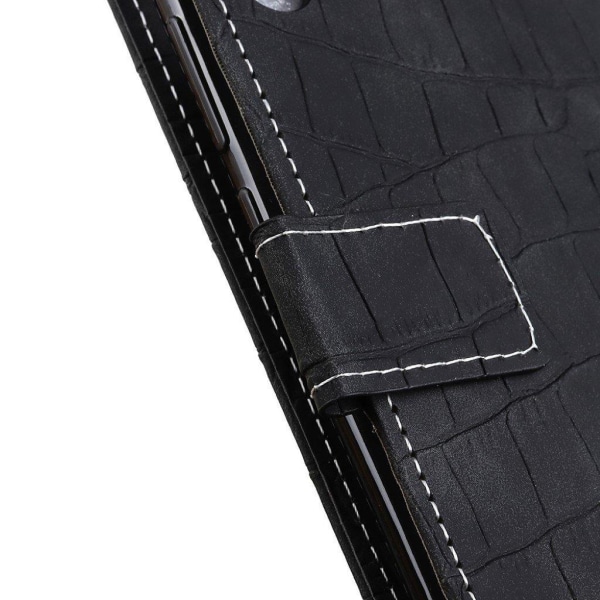 Læderetui med Krokodille Tekstur til Nokia XR20 - Sort Black