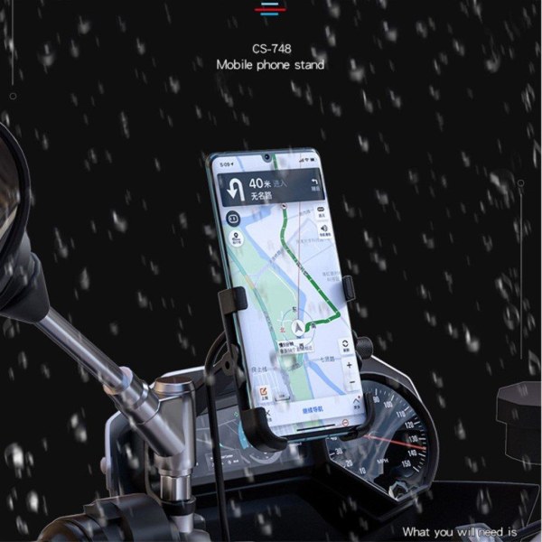Universal WUPP 360 degree bike phone holder + QC 3.0 charger - B Black