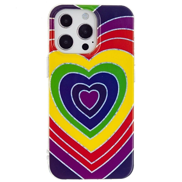 Marble iPhone 14 Pro Max Etui - Hjerte Multicolor