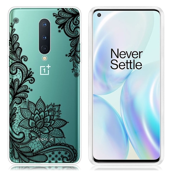 Deco OnePlus 8 skal - Spetsblomma Svart