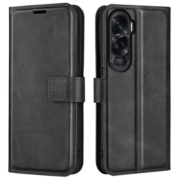Honor 90 Lite / Honor X50i nahkainen lompakokkotelo - Musta Black