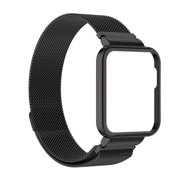 Urrem i rustfrit stål med cover til Xiaomi Redmi Watch 2 - Sort Black