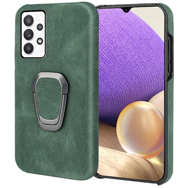 Stötsäkert läderfodral med oval kickstand för Samsung Galaxy M32 5G / A32 5G - Grön Grön
