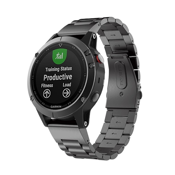 Garmin Fenix 5 Erstatninsgrem i rustfri stål - Sort farvet Black