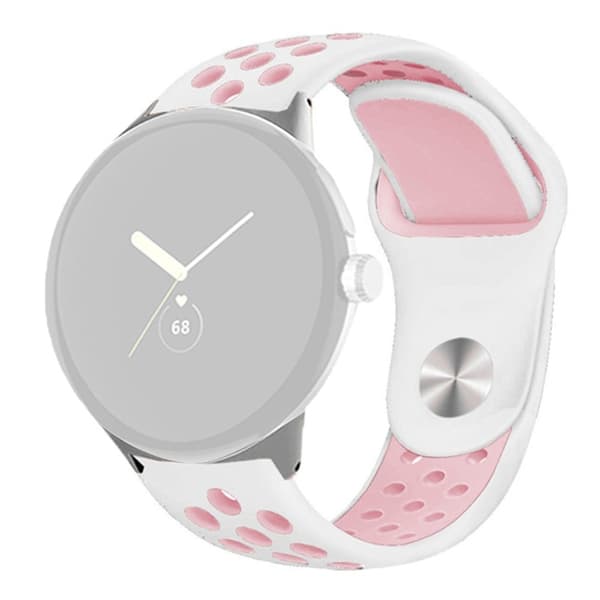 Google Pixel Watch klockarmband i silikon med dubbla färger - Vit / Rosa Rosa