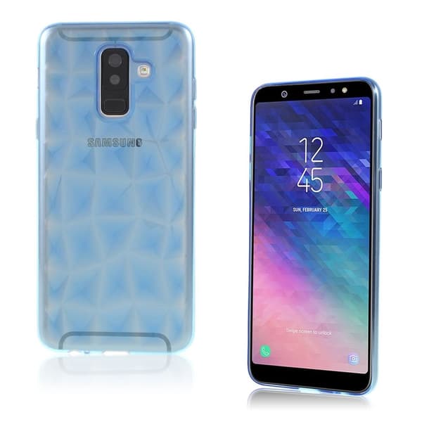 Samsung Galaxy A6 Plus beskyttelses deksel av silikon og plastikk med 3D diamant tekstur - blå Blue
