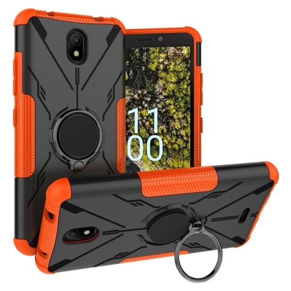 Kickstand-cover med magnetisk plade til Nokia C100 - Orange Orange